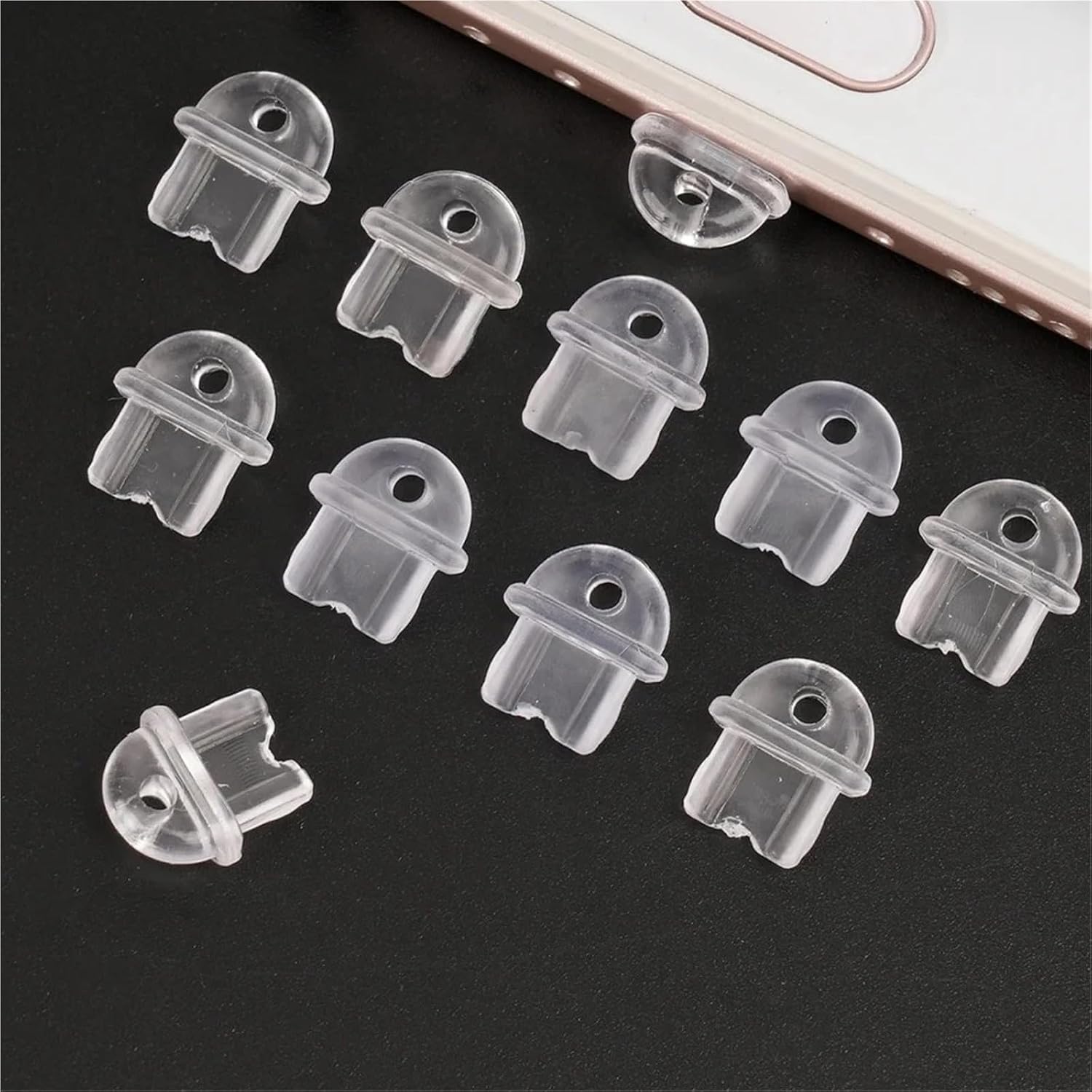 100pcs DIY Dust Plug Transparent Anti Protector Caps Charge Port Dustplugs Protection Stopper(iOS)