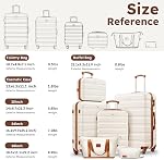 Suitour Luggage Sets 6 Piece, 20-inch Carry-on and 24 28 inch Checked Suitcase Set with Cosmetic Case and Expandable Travel Duffle Bags Set(Beige Tan)