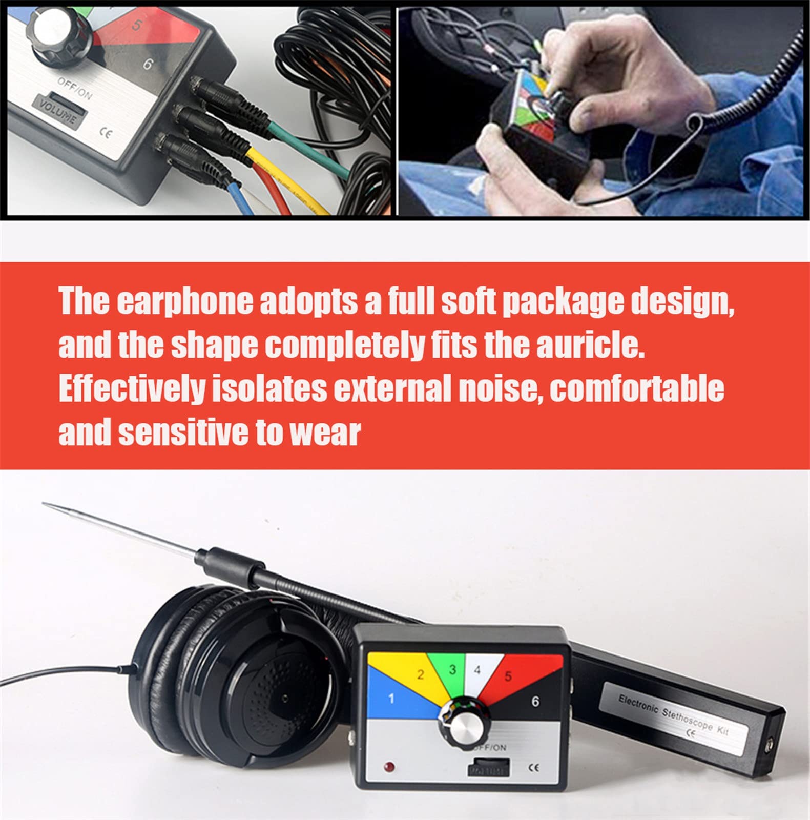 Kit De Estetoscopio Electrónico Motor Caja De Cambios Radiador Detector De Fallas Herramienta De Diagnóstico Reparación Automóviles Herramienta Inspección Estetoscopio Mecánico Electrónico