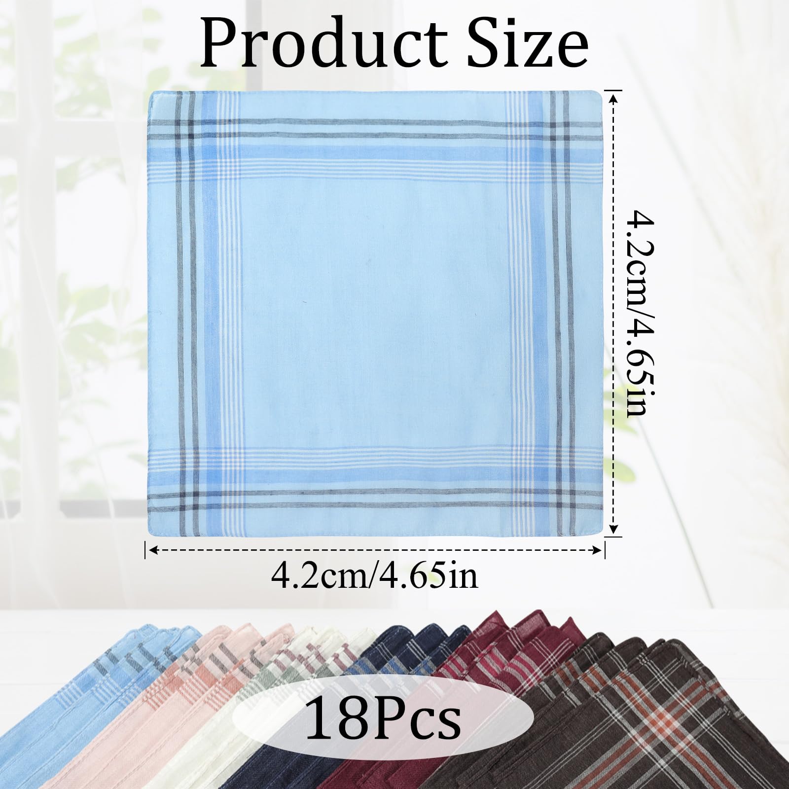 18Pcs Men's Handkerchiefs Light Colored Plaid Stripe Classic Pocket Towel Set Multi Color Handkerchief Small Square Towel