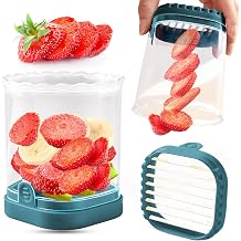 Obstschneider Erdbeerschneider Bananenschneider Traubenschneider Eierschneider abnehmbarer Obstschneider mit Druckplatte kreativer Erdbeerschneider K chenhelfer dunkles Blaugr n