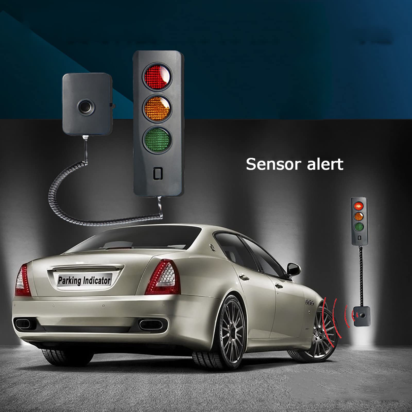 Alarma de Asistencia de estacionamiento LED, Ayuda de Sensor de estacionamiento en Garaje, indicador de semáforo, Sensor de Parachoques de señal de Alto con Altura Ajustable, Funciona con bater