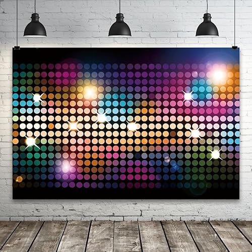 Miniatura 3 de YongFoto Telón de fondo colorido para fiesta de discoteca de 10 x 8 pies, puntos redondos con purpurina brillante, Bokeh, puntos brillantes, halos,