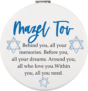 FEELMEM Bat Mitzvah Good Luck Gift Mazel Tov Jewish Birthday Weddings Compact Mirror Jewish Party Congratulations Gift Hanukkah Gift