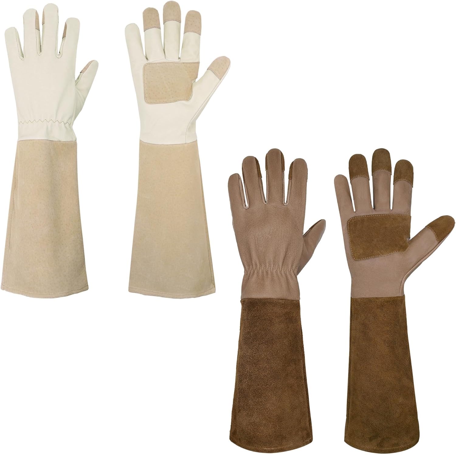 HANDLANDY Bundle - 2 Pairs of Rose Pruning Gloves for Men & Women, Cowhide Leather Rose Pruning Gloves
