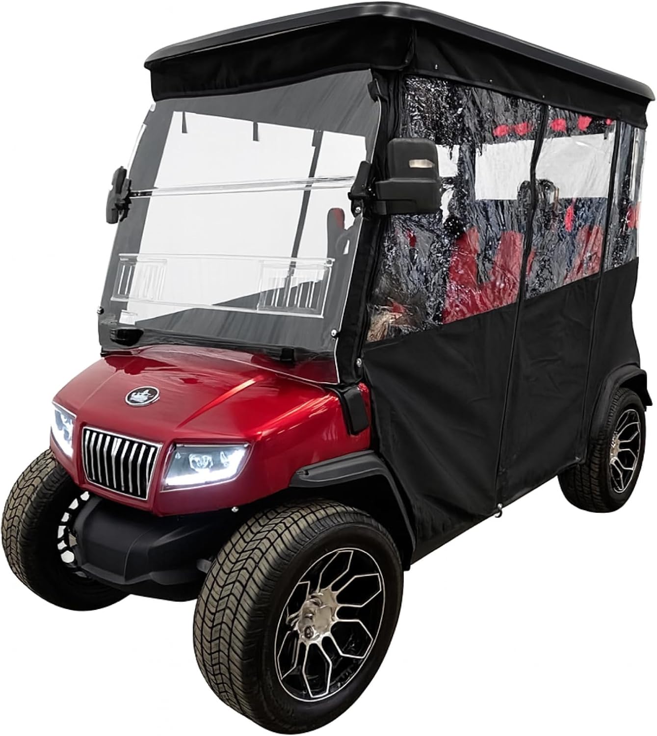 Evolution Golf Cart Enclosure - 4 Passenger Windproof D5 Ranger & D5 Maverick Golf Cart Rain Cover with Rails - Durable & Heavy Duty Waterproof Enclosure for All-Weather Protection | Black