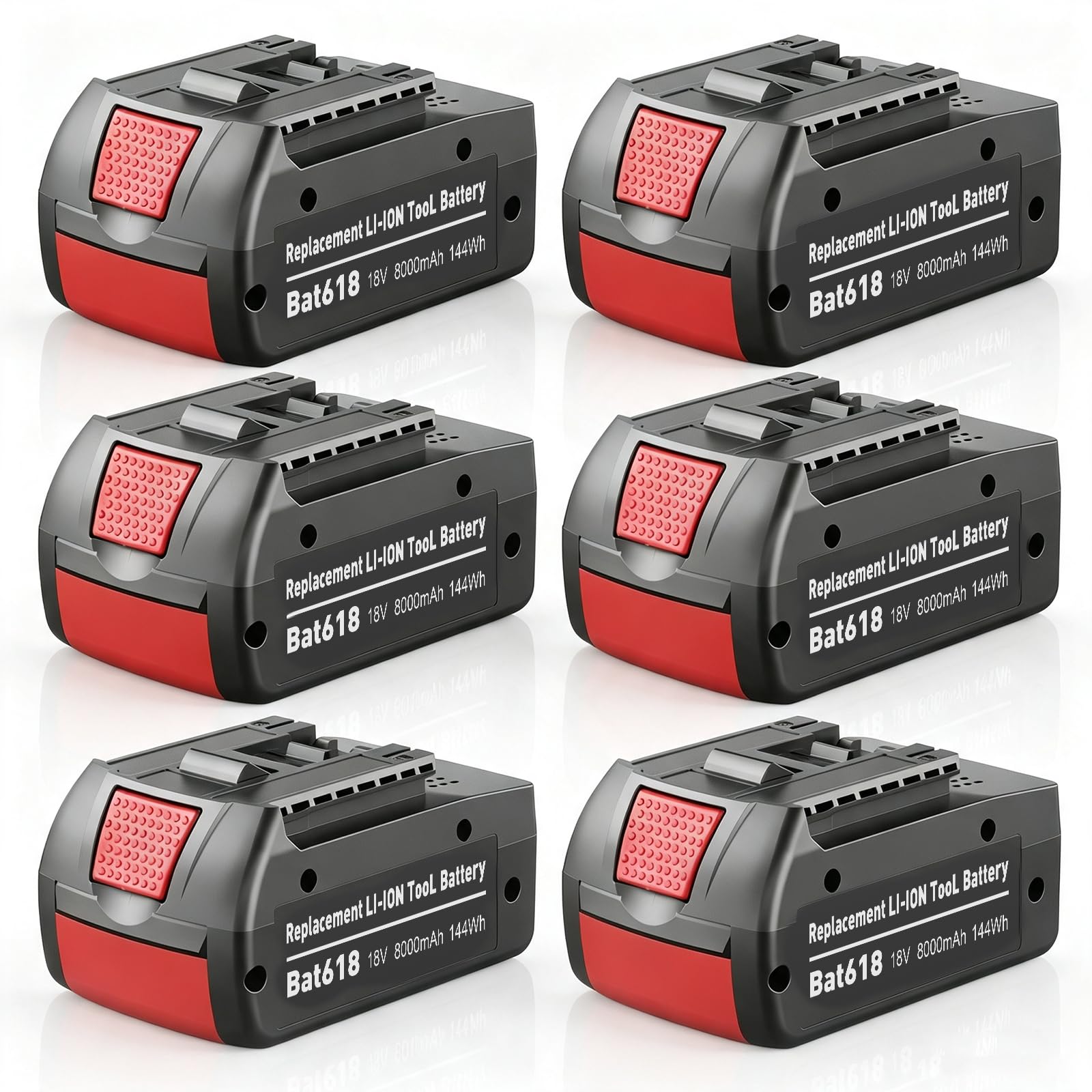 6X 8000mAh Ersatzakku für Bosch akku 18V BAT618 | BAT618G BAT609 BAT609G BAT619 BAT619G BAT610G BAT610 BAT612 BAT622 18V Akku Ersatzteile(NUR für Blaue Gewerbegeräte)