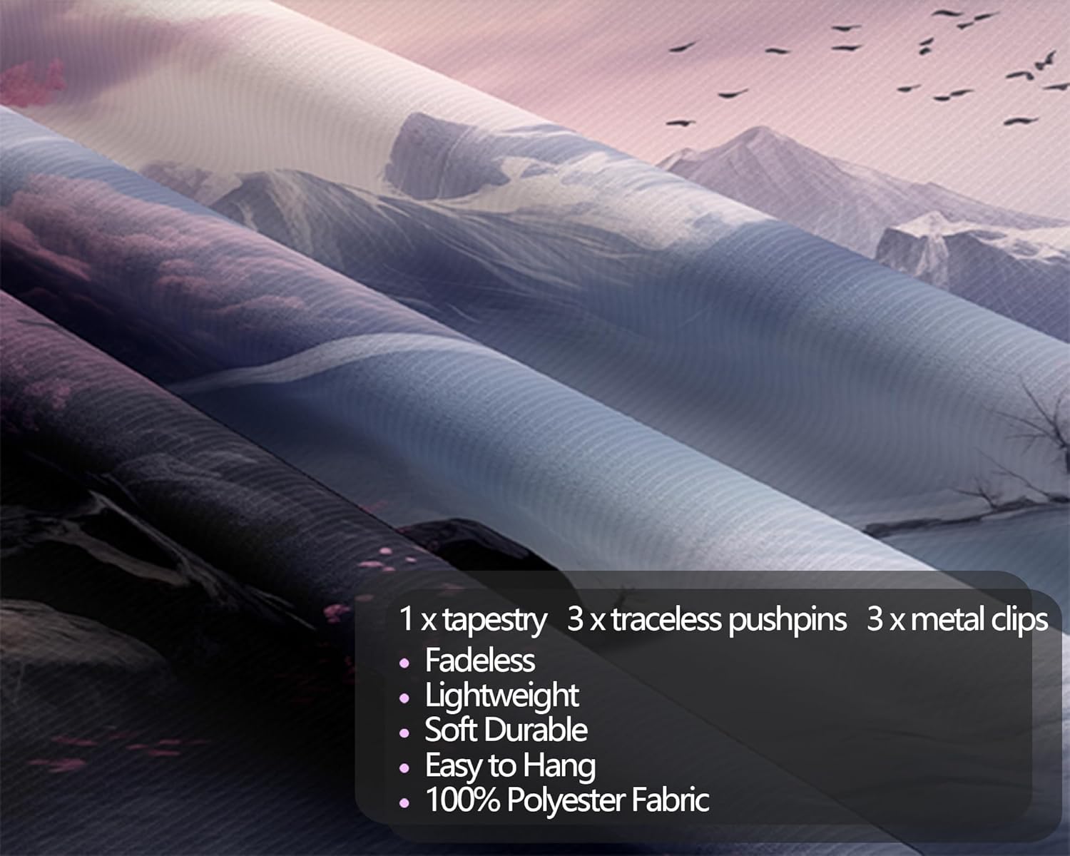 QGHOT Japanese Cherry Blossom Tapestry Wall Hanging Asian Anime Nature Mountain Wall Art Calming Tapestries for Bedroom Living Room Decor 78.7L x 104W