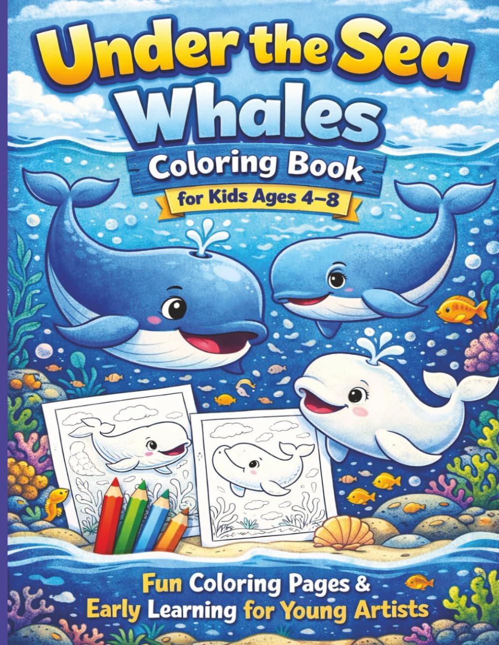 Under the Sea Whales Coloring Book for Kids Ages 4–8: Fun Coloring Pages & Early Learning for Young Artists