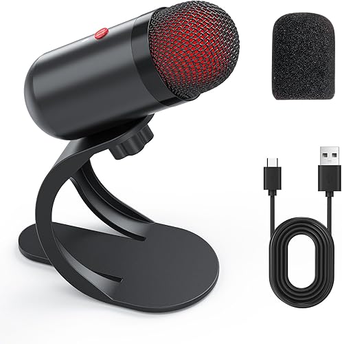 Miniatura 8 de LIANGSTAR Micrófono de Computadora USB, Micrófono de Escritorio para Podcast con Botón de Silencio para Grabación y Transmisión, Condenser Negro,Con