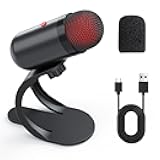 LIANGSTAR USB Computer Microphone, Podcast Mic Desktop with Mute Button for Recording Streaming, Color Change, Omnidirectional Condenser, Plug and Play with Stand for PC, Laptop, Mac, YouTube