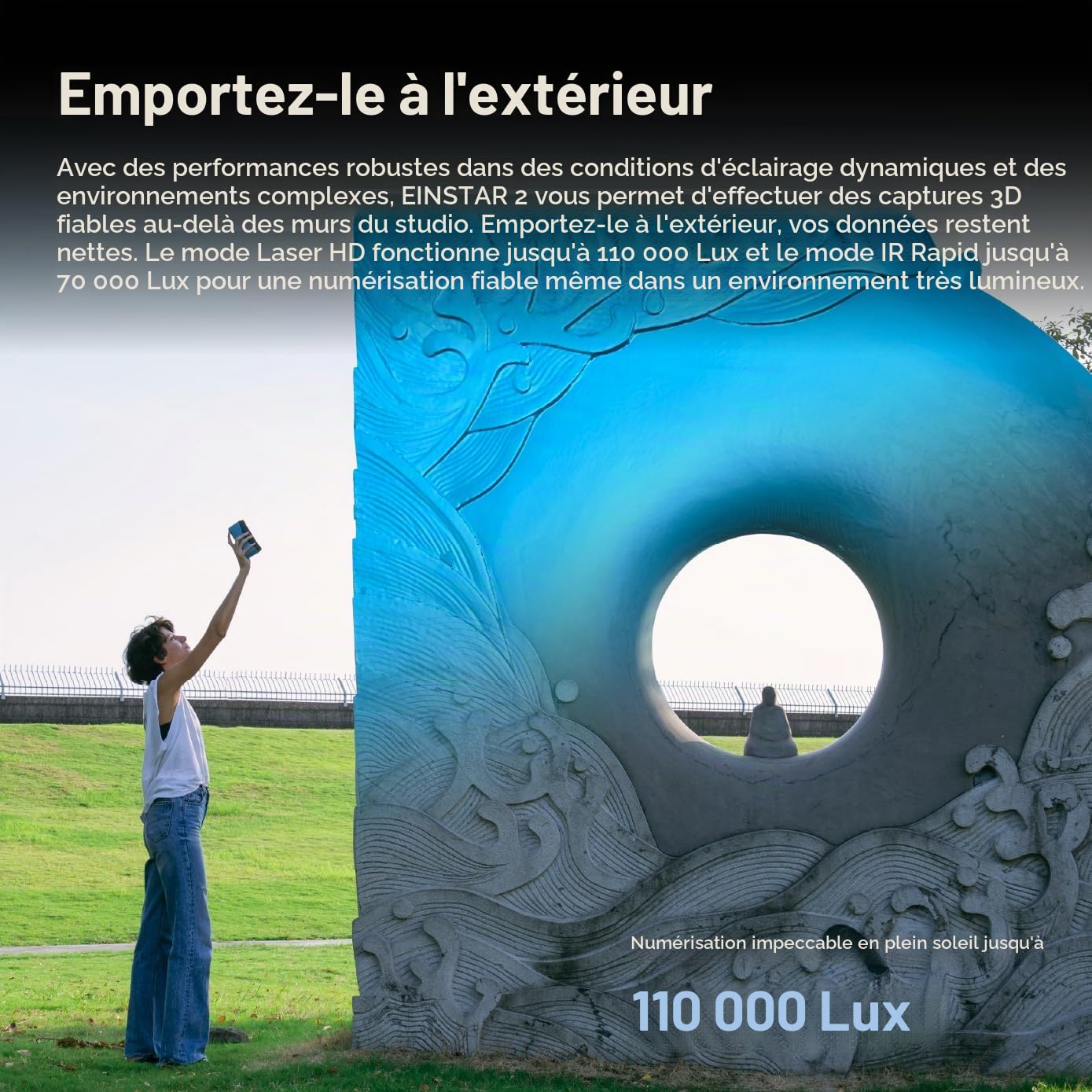 EINSTAR 2 Scanner 3D pour Impression 3D, Numérisation Sans Fil WiFi 6, 17 Lignes Laser Bleues Parallèles + Infrarouge VCSEL, Haute Vitesse jusqu'à 90 FPS, Scan Pleine Couleur
