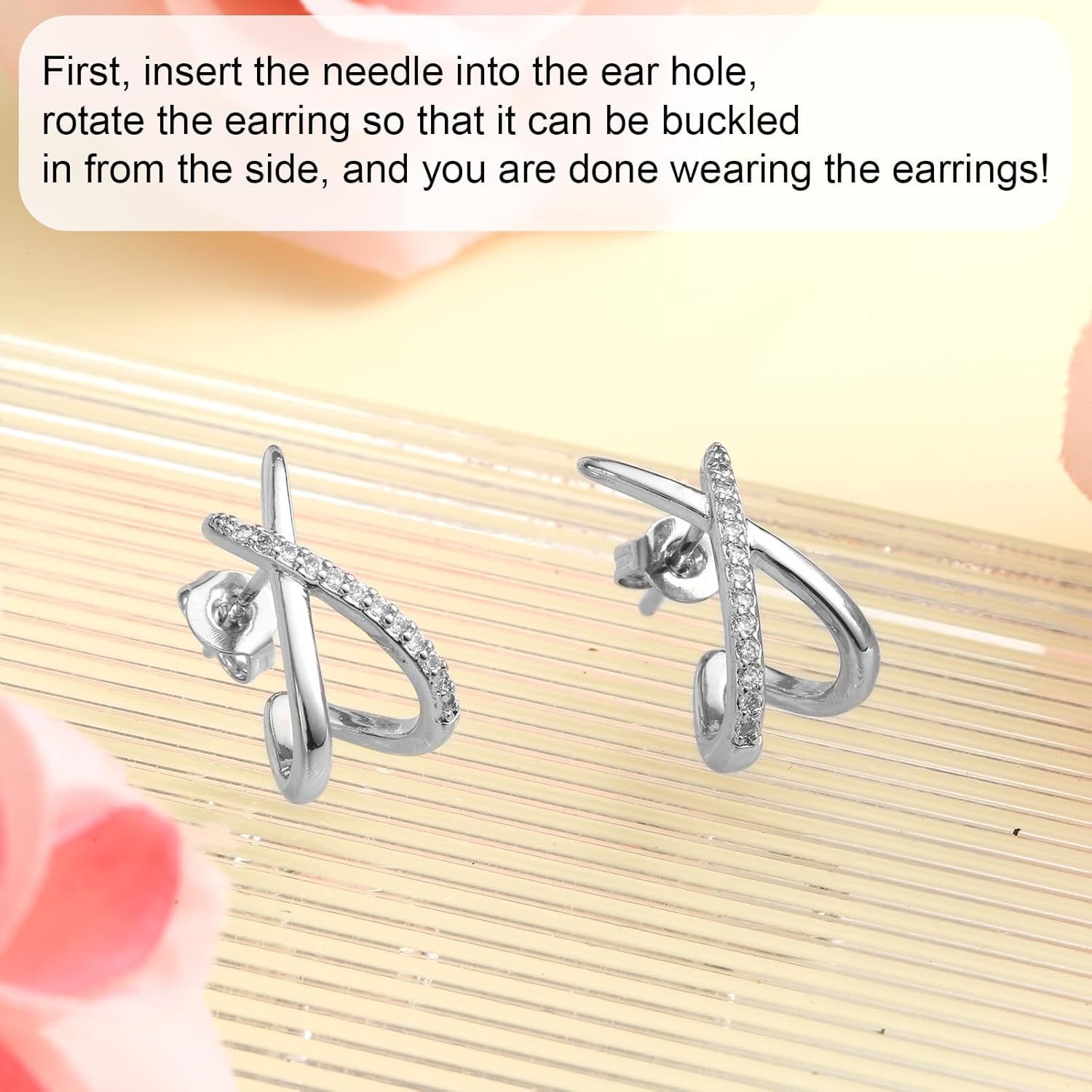 Stud Earrings for Women Trendy, Simple Dainty X Earrings Studs Cubic Zircon Minimalist Jewelry for Women Gifts - Image 5