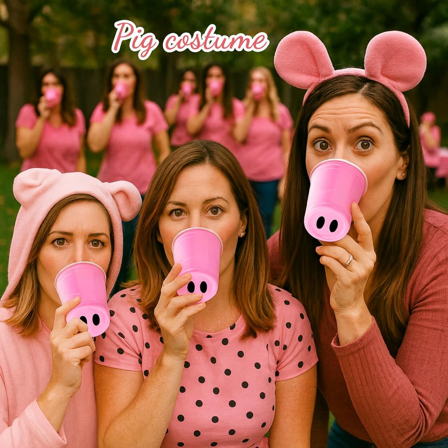 36 Pcs Pink Pig Birthday Party Cups Farm Party Decoration 16 oz Disposable Plastic Pig Nose Cups for Birthday Farm Animal Animals Costume Accessories