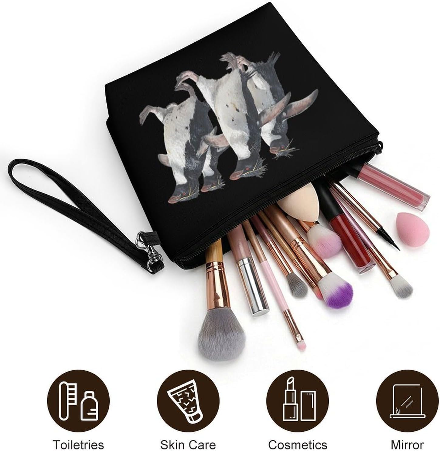 Funny Penguins Women's Makeup Bag for Purse image 5