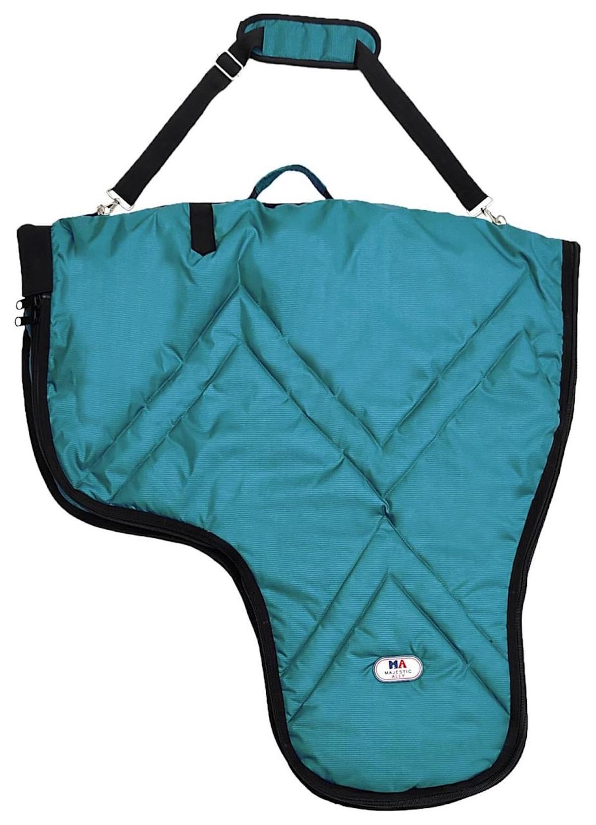 Majestic Ally Bolsa de transporte acolchada de nailon con diseño de caballo, juego de bolsa de brida, varios colores (verde azulado)