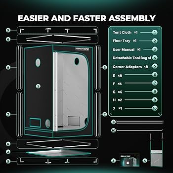 Mars Hydro 80✖️80✖️160フルセット Amazon.com: MARS HYDRO 4x4 Advanced Grow Tent, 48