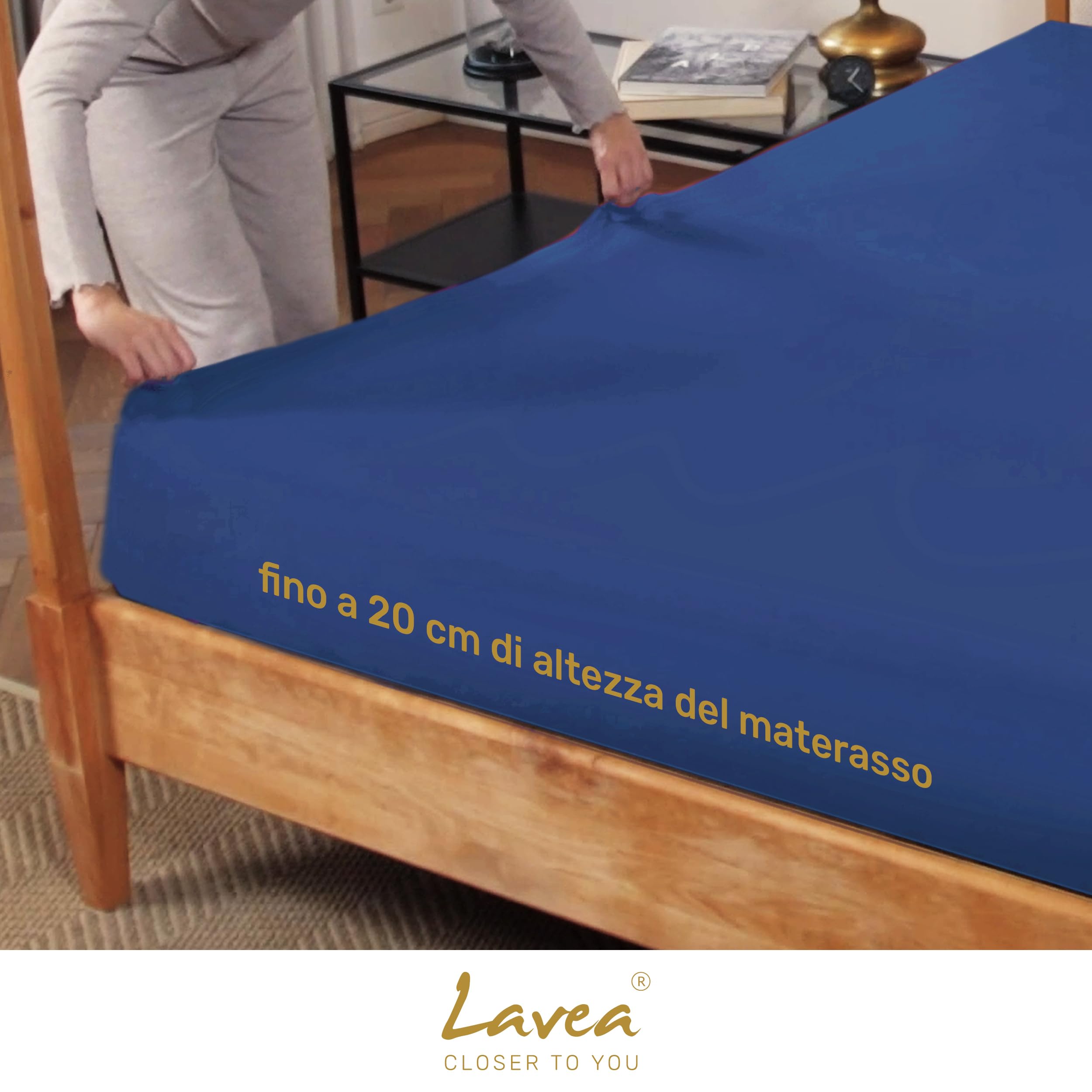 Morphea France Lenzuolo con angoli, 140 x 200 cm, blu, grigio