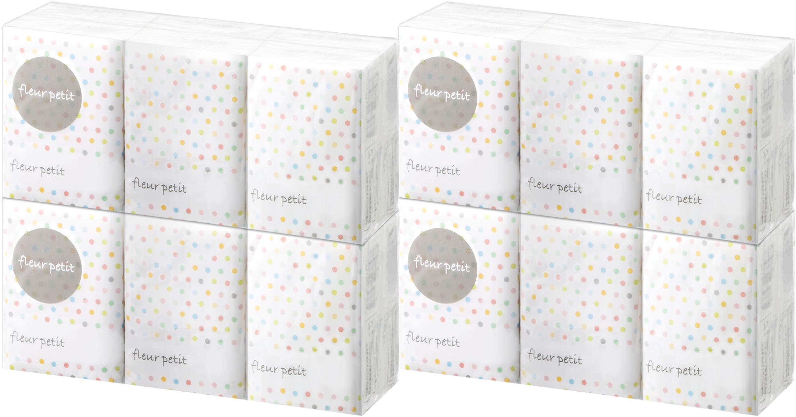 フルールプチ 携帯用ペーパータオル 4層×8枚入り (24個, ドット柄)