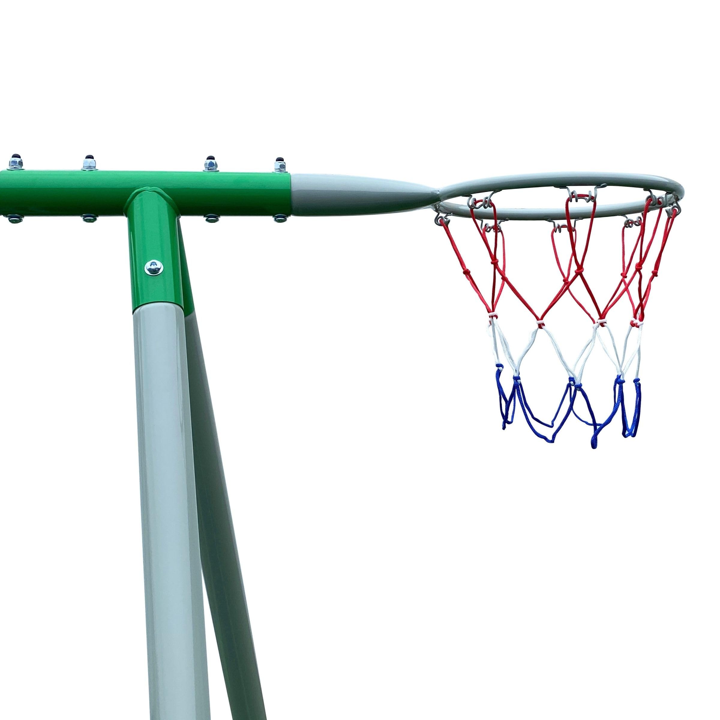 HyperMotion Swing HYP9 Parco giochi XXXL - Altalene Doppia e Singola, Scivolo, Trapezio, Cestino Basket, Scot Calcio - per 6 Bambini 3+ anni, 300 kg Max - Verde