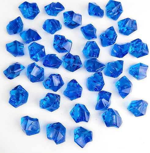 Piedras de hielo acrílicas falsas azules de 15 onzas, piedras preciosas para rellenos de jarrones de vidrio, arreglos florales, guijarros de