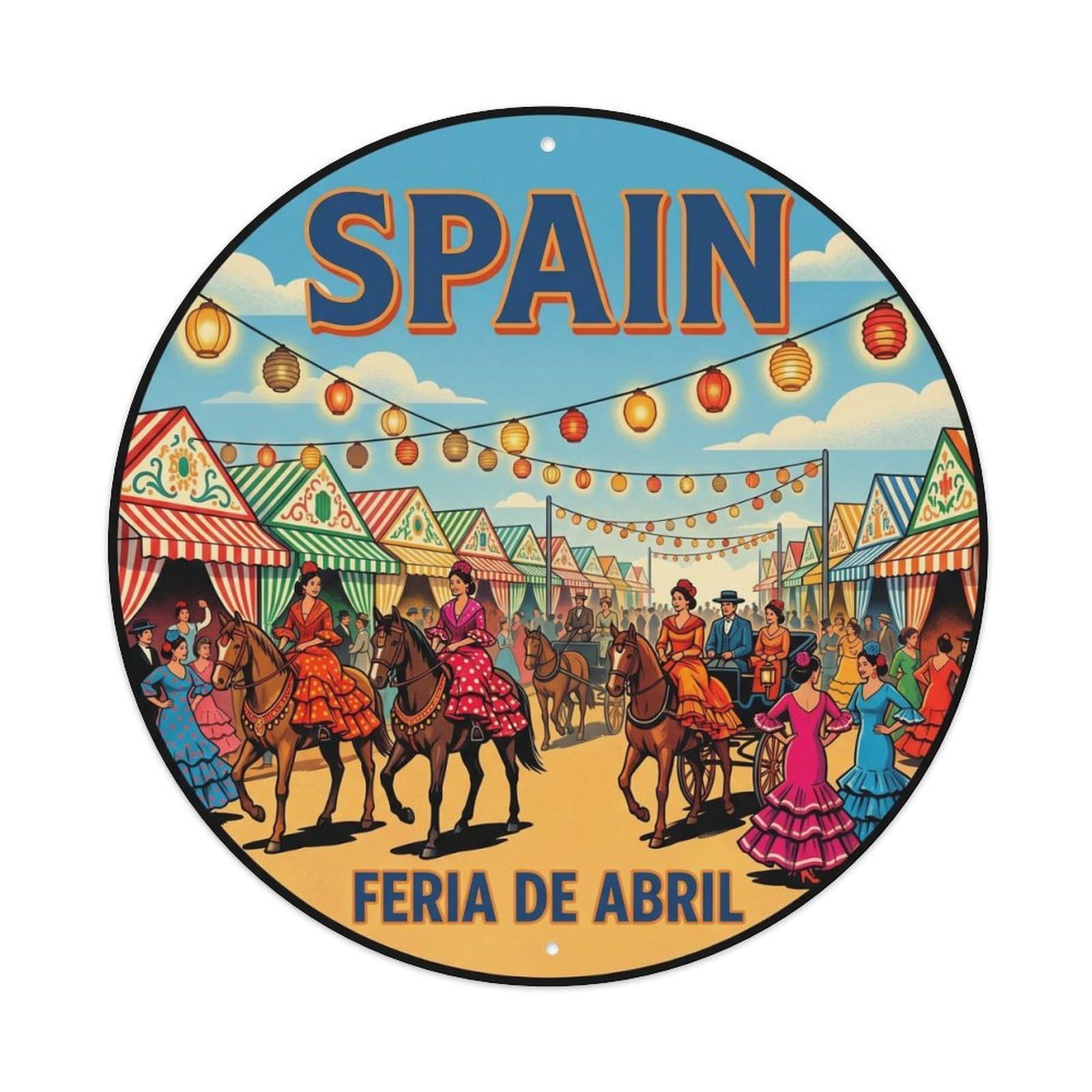 Sevilla Feria De Abril Spain Food Market Travel Metal Tin Sign