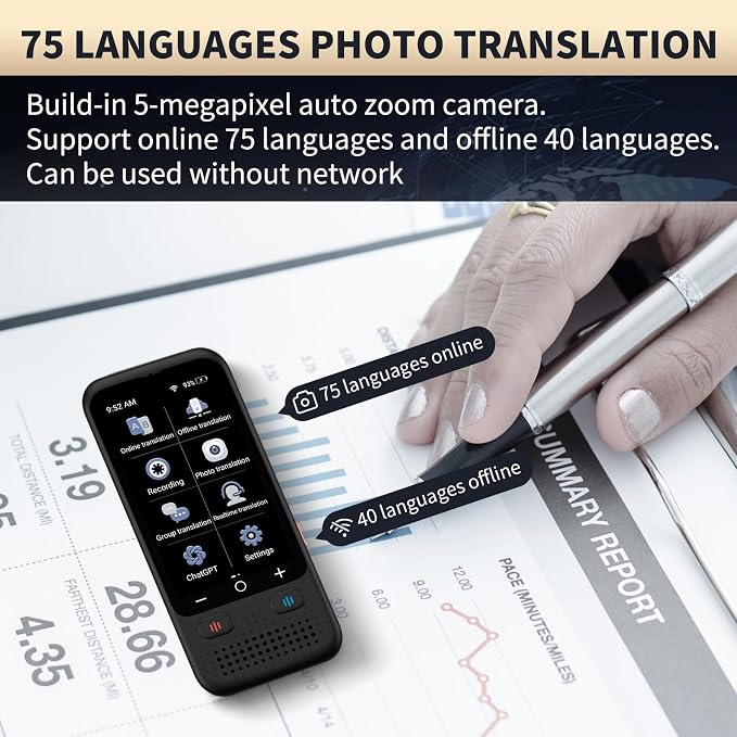 Dispositivo traductor de idiomas AI con pantalla y cámara miniatura 7