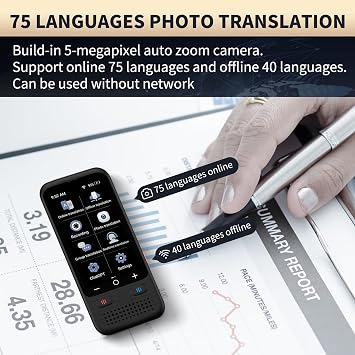 Language Translator Device, 2024 Upgraded Two-Way Portable Translator, ChatGPT Ai Voice Instant Two-Way 138 Language Translator, 3 HD Offline/Recording/Photo Translation for Business Study Travel
