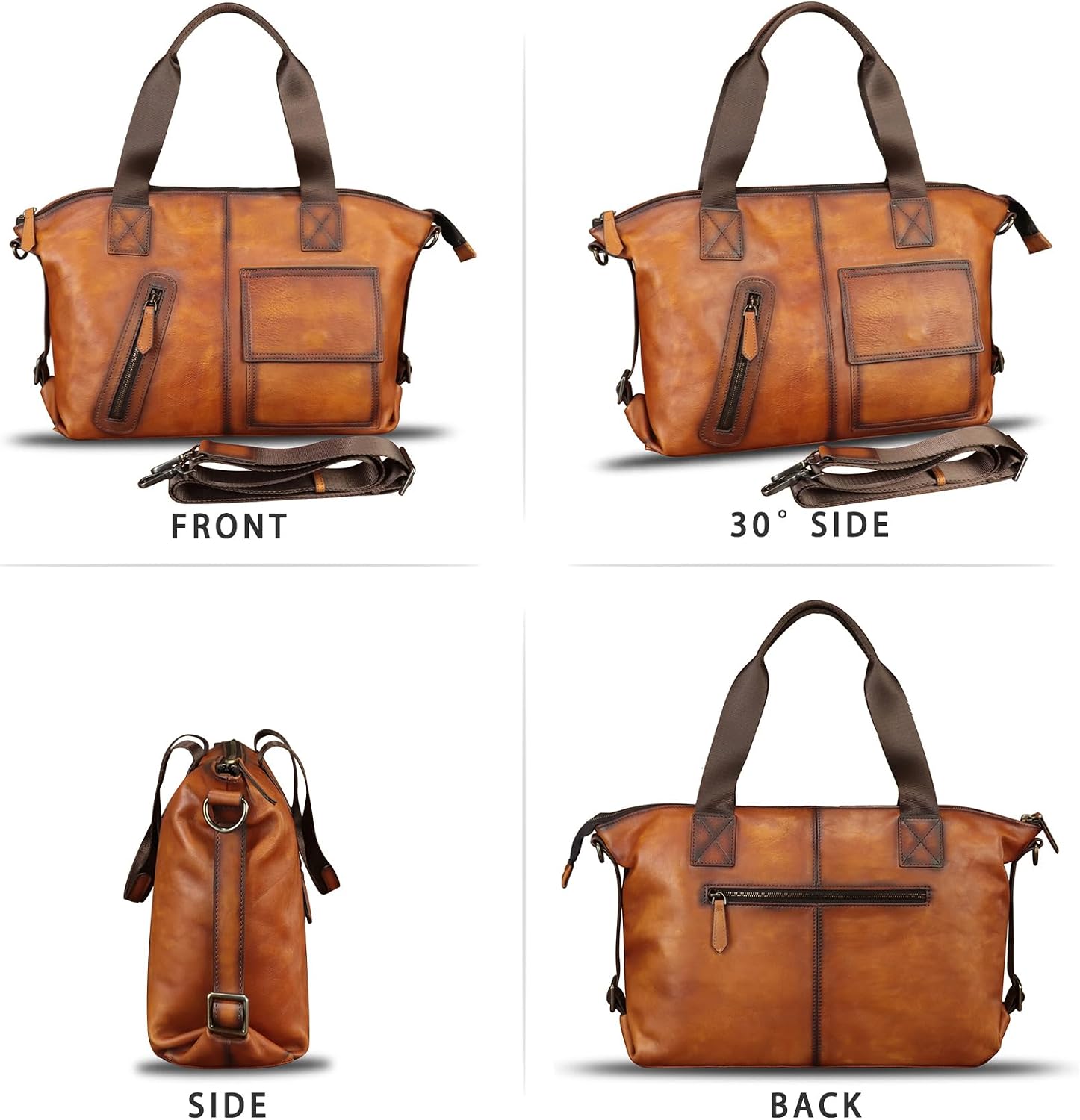 Genuine Leather Briefcase Messenger Bag for Men and Women Vintage Leather Satchel Purse Handbag Crossbody Shoulder Bag