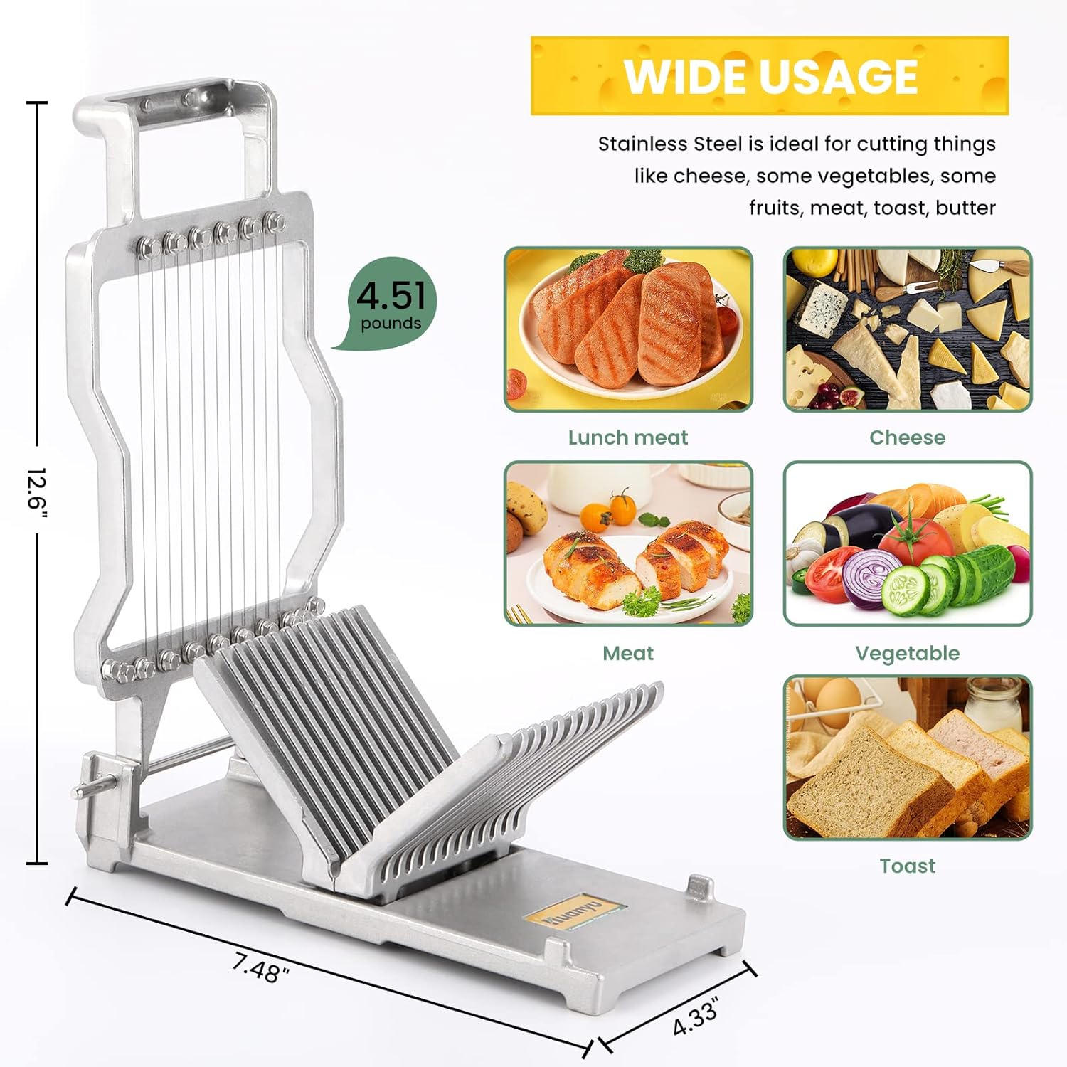 Huanyu Commercial Cheese Slicer 1cm&2cm Stainless Steel Wire Cheese Cutter+ Huanyu Meat Grinder Electric 2800W Max Meat Mincer