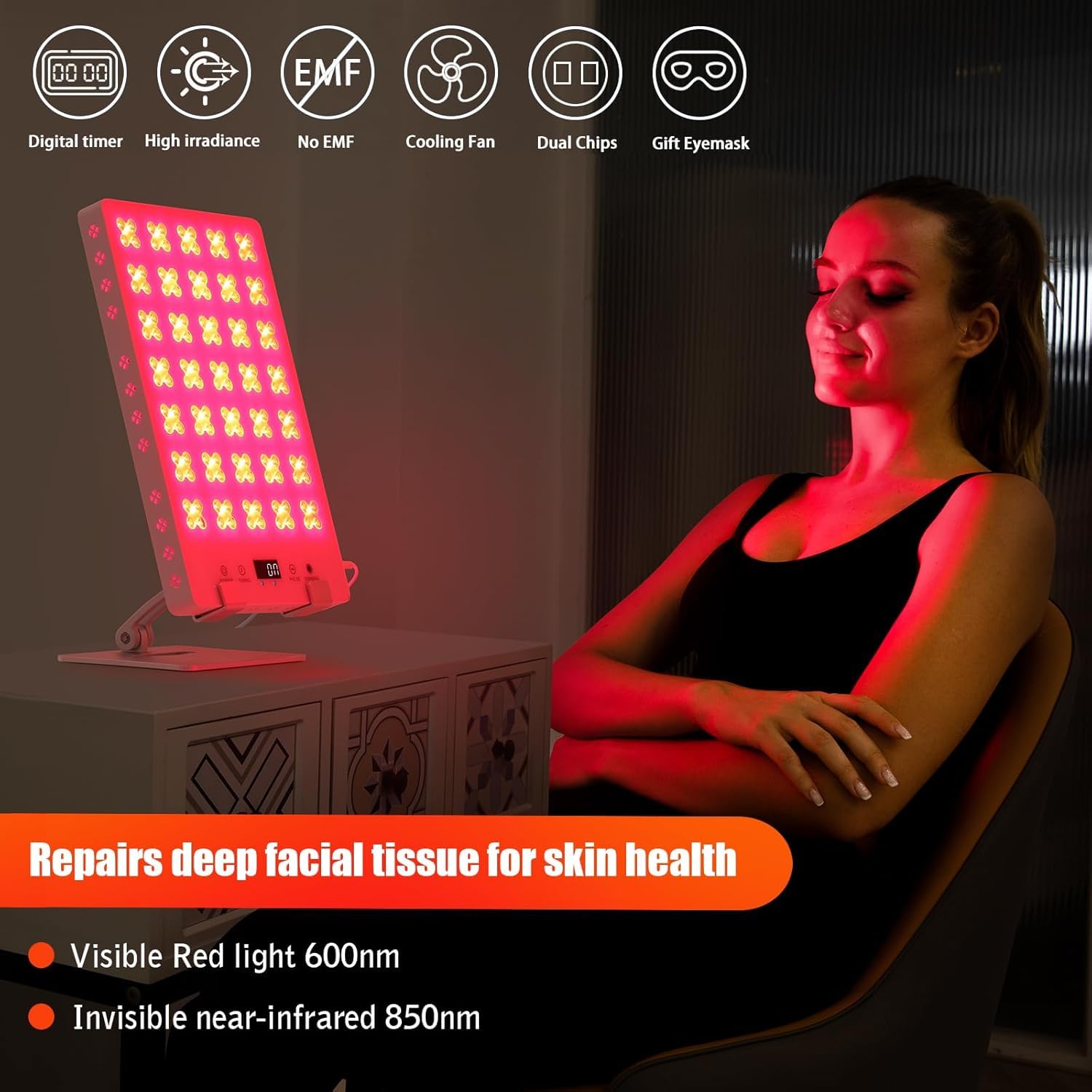 Red Light Therapy for Body, 660nm Red & 850nm Near Infrared Light Therapy Panel for Full Body & Face Supports Pain Relief, Skin Care, Recovery, Sleep & Performance
