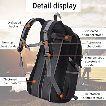 40L Hiking Backpack Lightweight Breathable Trekking Rucksack for Men Women, Durable Water Resistant Travel Bag for Skiing Camping Climbing Cycling Trekking Mountaineer Outdoor Sports