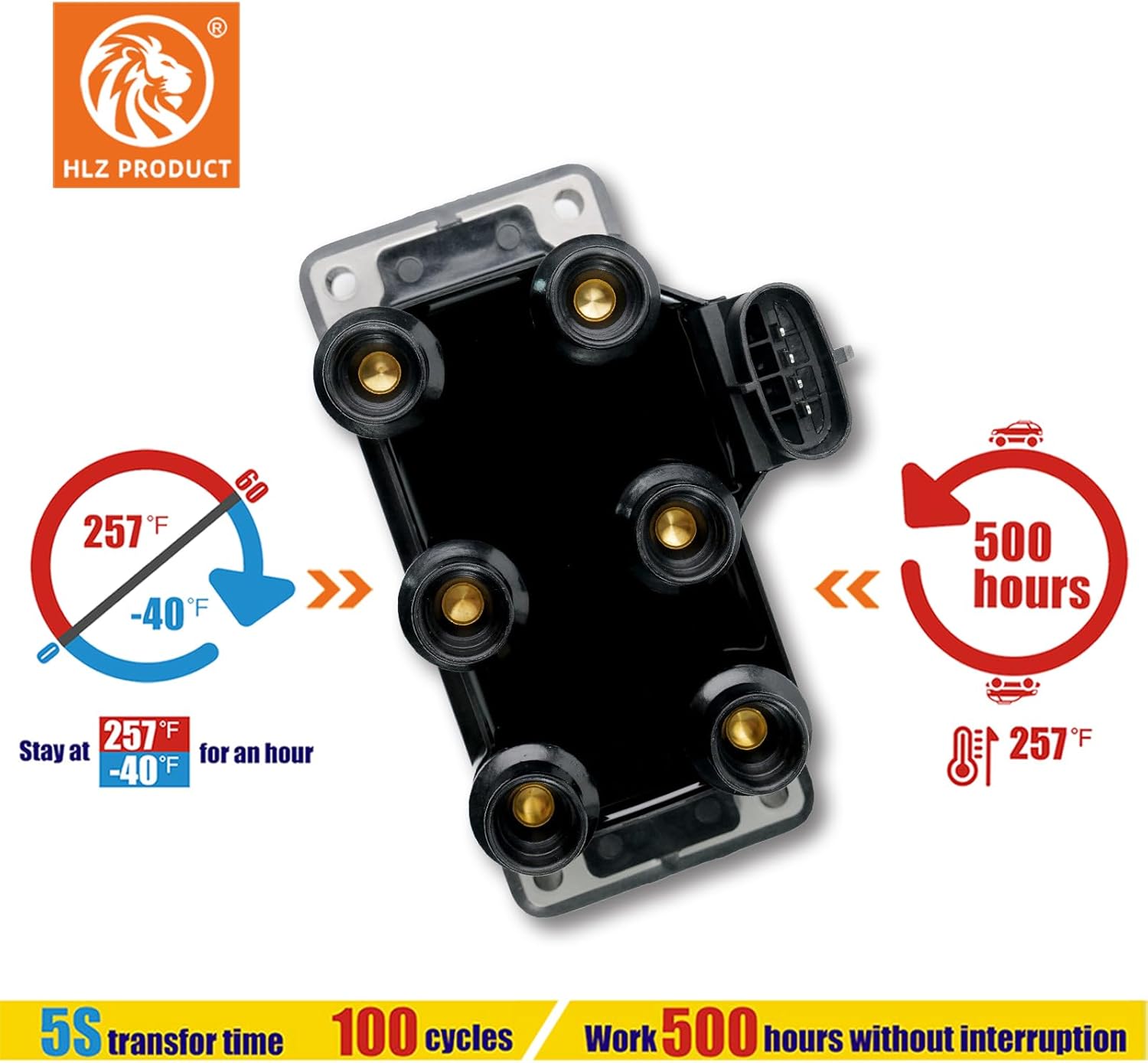 HLZPRODUCT Ignition Coil Pack FD488 Set Of 1 Compatible With Ford Contour E150 E250 F150 Mondeo Mustang Ranger Taurus Thunderbird WindStar Jaguar XJ12 Mazda B3000 MPV Mercury Cougar 2.5 3.0 3.8 4.2 V6