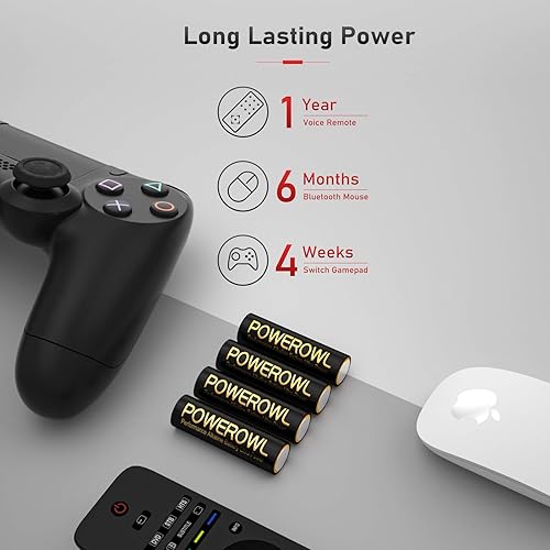 Miniatura 10 de POWEROWL Paquete de 48 pilas alcalinas AA de alta capacidad, batería doble A de larga duración de 1.5 V, vida útil de 10 años