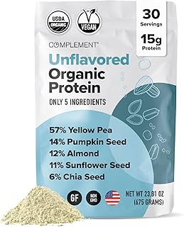 Organic Unflavored Vegan Protein Powder (30 Servings) Low Carb, Low Calorie, Sugar Free, Soy Free, Non-GMO, Gluten Free, Non Dairy- Yellow Pea, Pumpkin Seed- 15g Plant Based Protein Powder