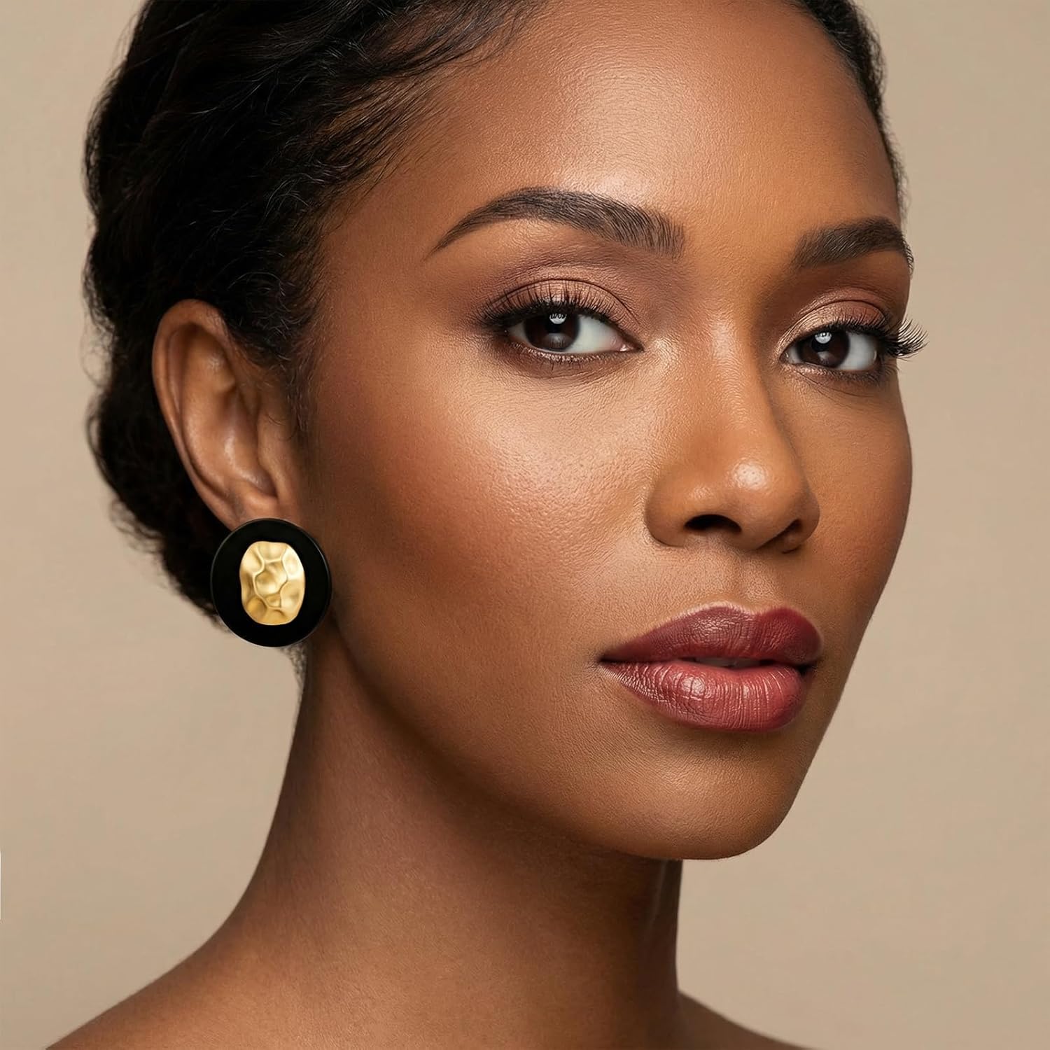 Large Stud Earrings for Women Gold Stud Earrings 18K Gold Plated Cubic Zircon Square Woven Design Lightweight Hypoallergenic - Image 2