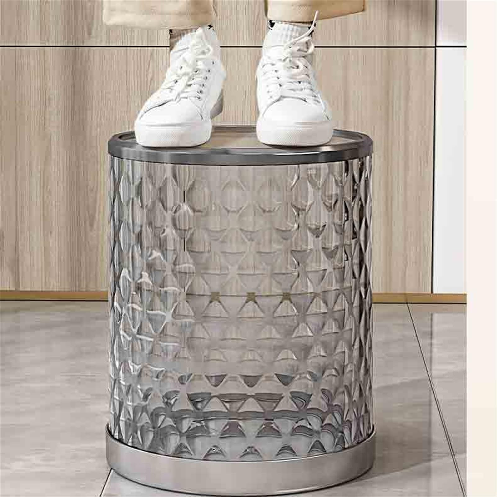 Kryty Przezroczysty Pojemnik Na Śmieci W Biurze Domowym Śmietnik(Clear)