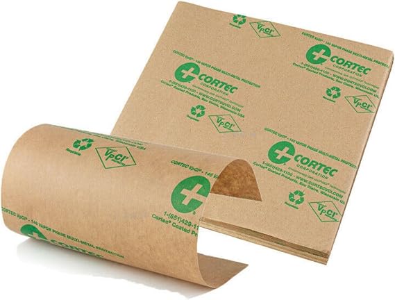 VCI Paper Sheets 12 by 12 inches - 35# Gauge - Cortec VpCI-146 Anti-Rust Anti-Corrosion Paper (Pack of 50 Sheets)