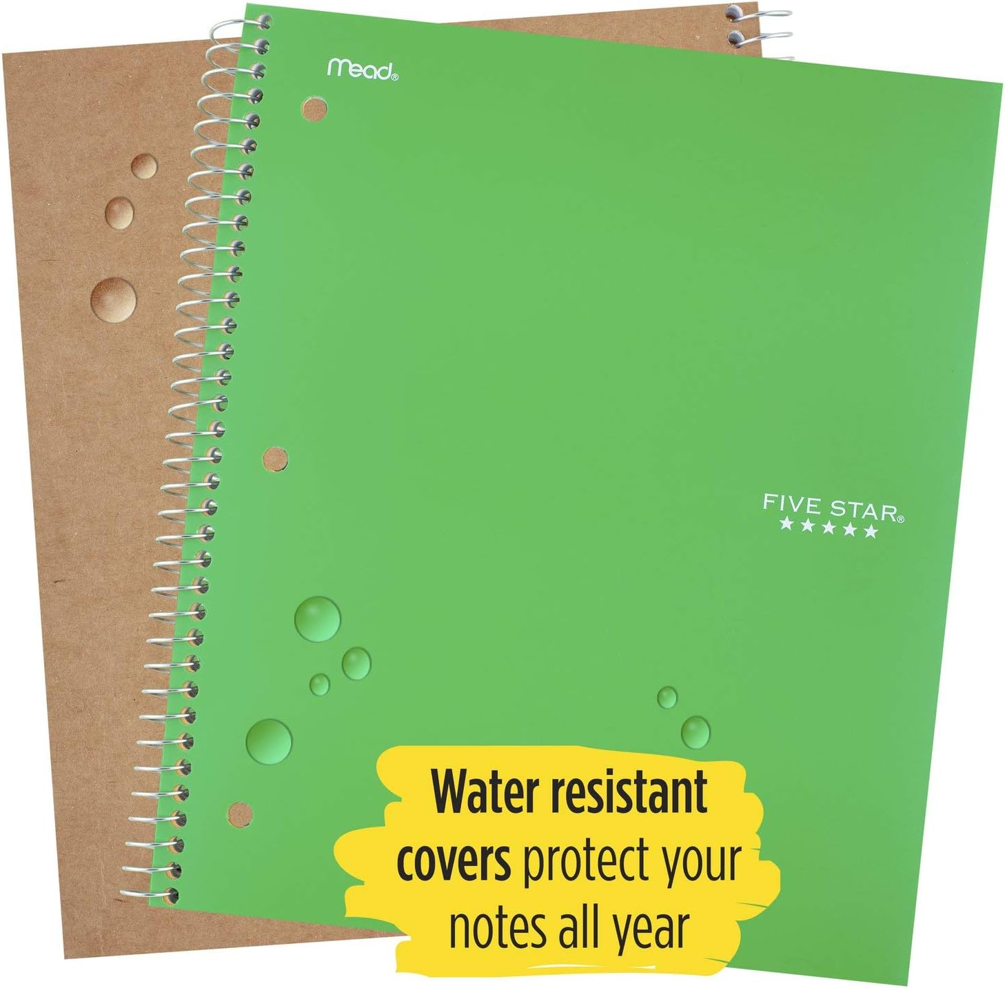 Five Star Spiral Notebooks, 1 Subject, College Ruled Paper, 80 Sheets, 11" x 8-1/2", Assorted Colors, 4 Pack (51178)