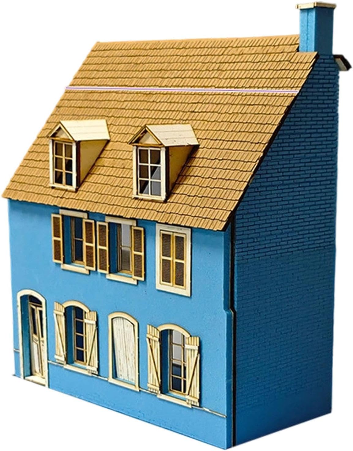 getuse 1/35 HO Scale Cafe Building Architecture Scene DIY Assemble Assembled Model Railway Layout Model for Scene Sand Table Layout- 26cmx11.5cmx31.5cm