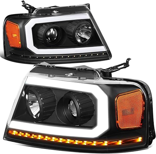 Auto Dynasty Proyector LED DRL de señal de giro secuencial compatible con Ford F-150 Lincoln Mark LT 04-08, lado del conductor y del pasajero,
