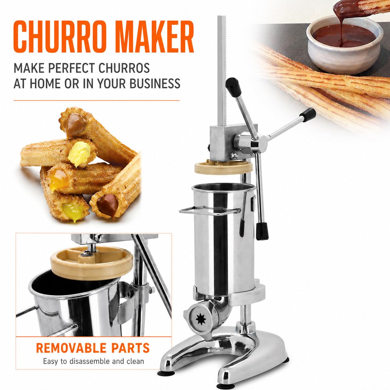 Macchina per Churros Commerciale in Acciaio Inox, Spremichurros capacità 5l per Panifici E Caffetterie, Attrezzatura per Snack Multifunzione 2L