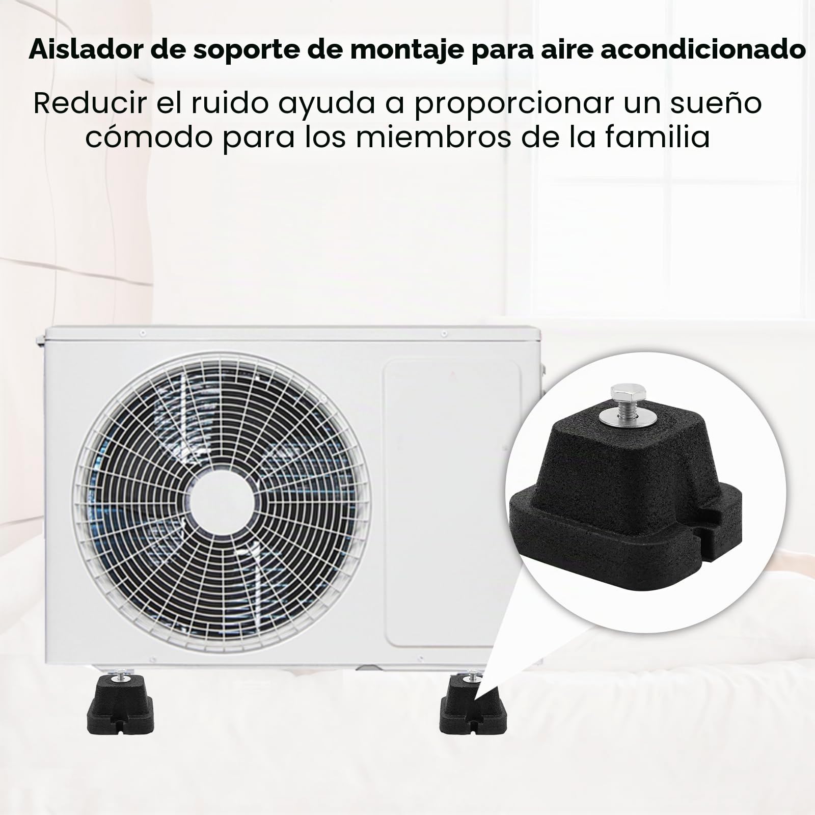 4 piezas de zócalos de goma amortiguadores para unidad exterior de aire acondicionado y bomba de calor, patas antideslizantes antivibración, amortiguadores de vibración y oscilación