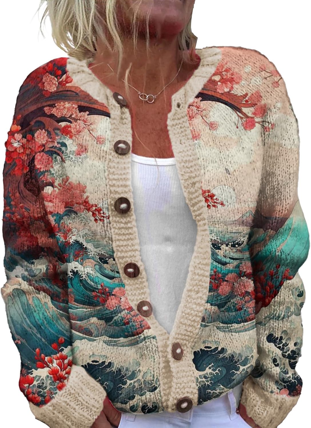 The Frankie Shop Elland oversized grofgebreid vest met gemêleerd dessin