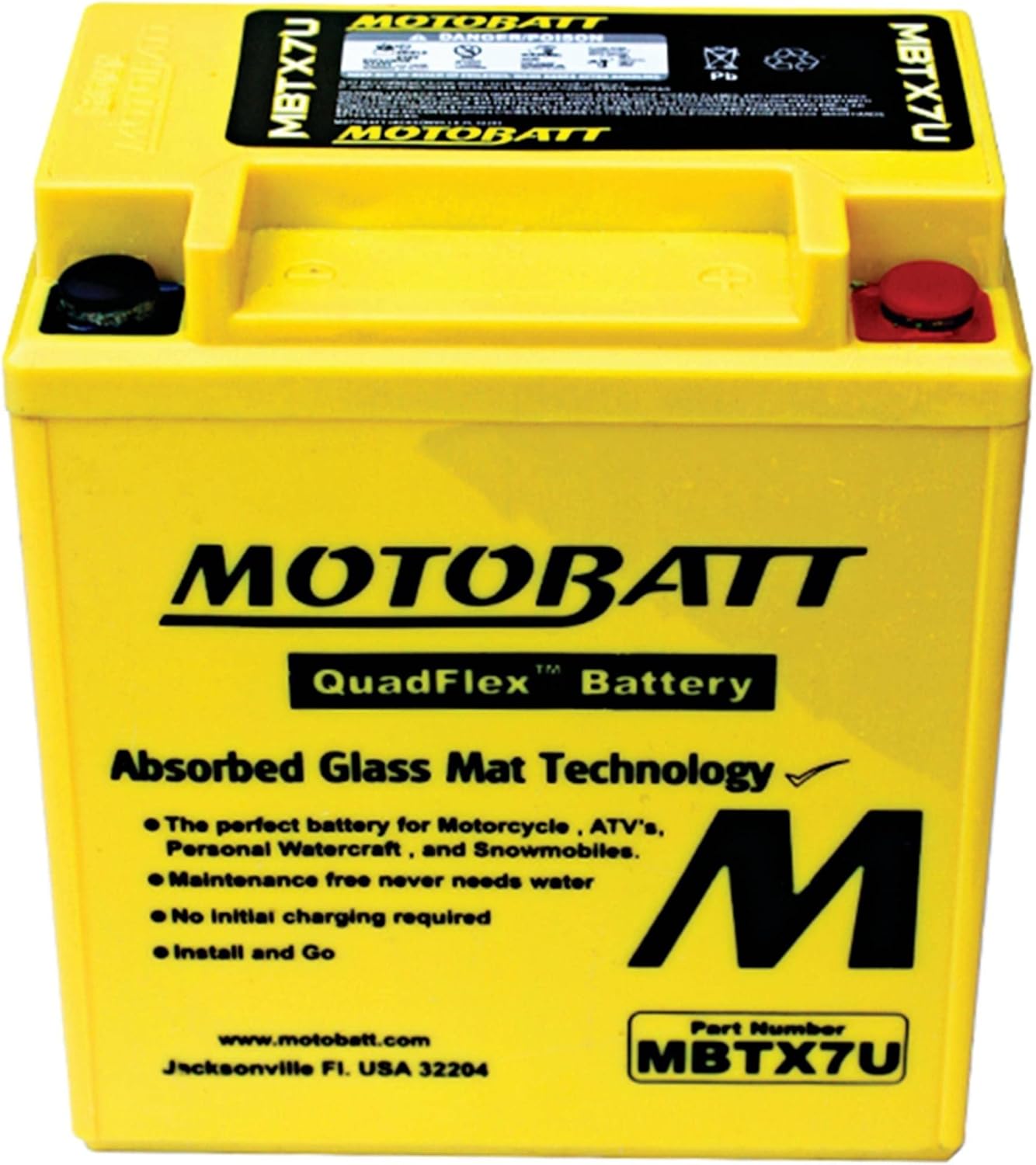 MotoBatt 12 Volt 8 Ah MBTX7U Sealed Maintenance Free AGM Battery