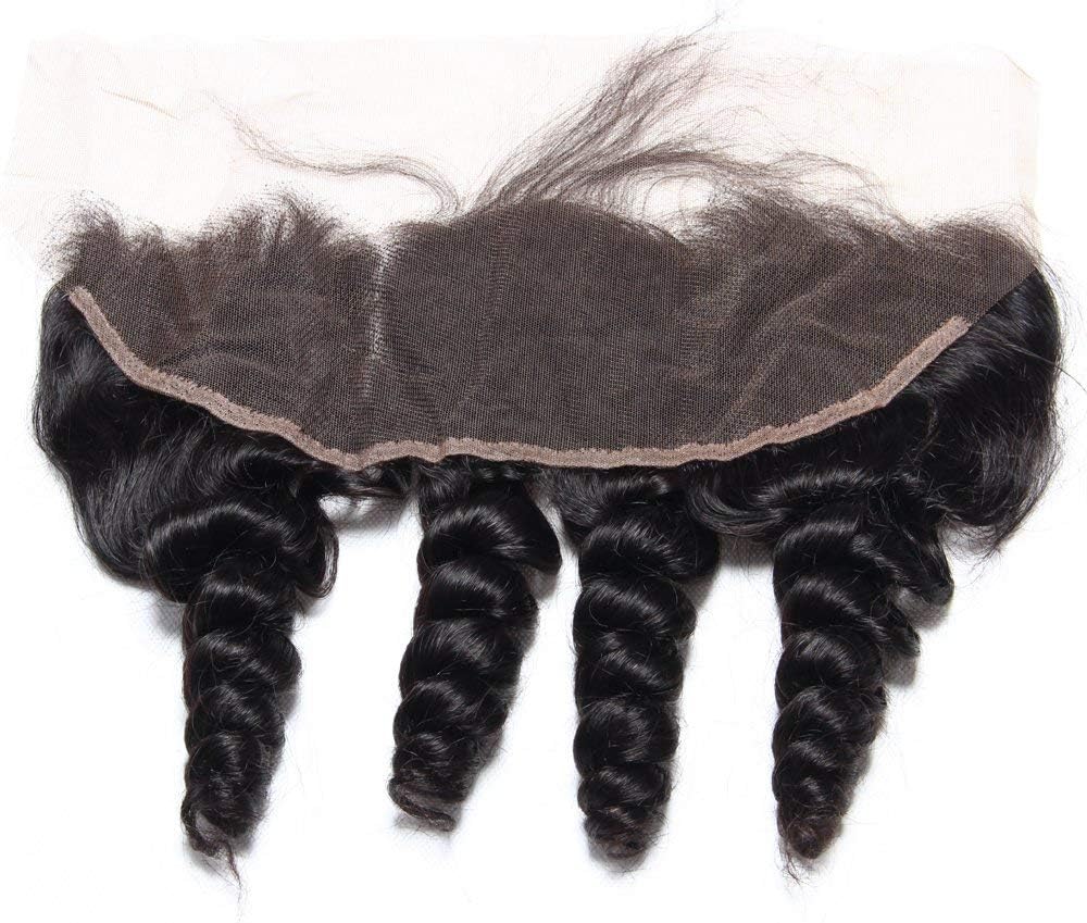 100% Hand Tied Loose Wave Lace Frontal With Baby Hair Lace Closure 13x4 Ear To Ear Brazilian Virgin Hair Free Part Lace Closure Natural Color 10 inch