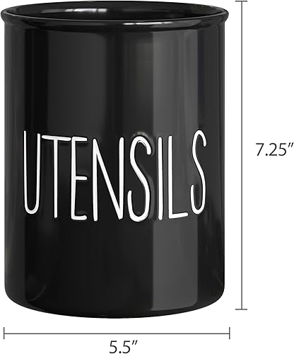 Miniatura 7 de Barnyard Designs Soporte de cerámica para utensilios de cocina de granja para encimera, utensilio decorativo de cocina para encimera, soporte para