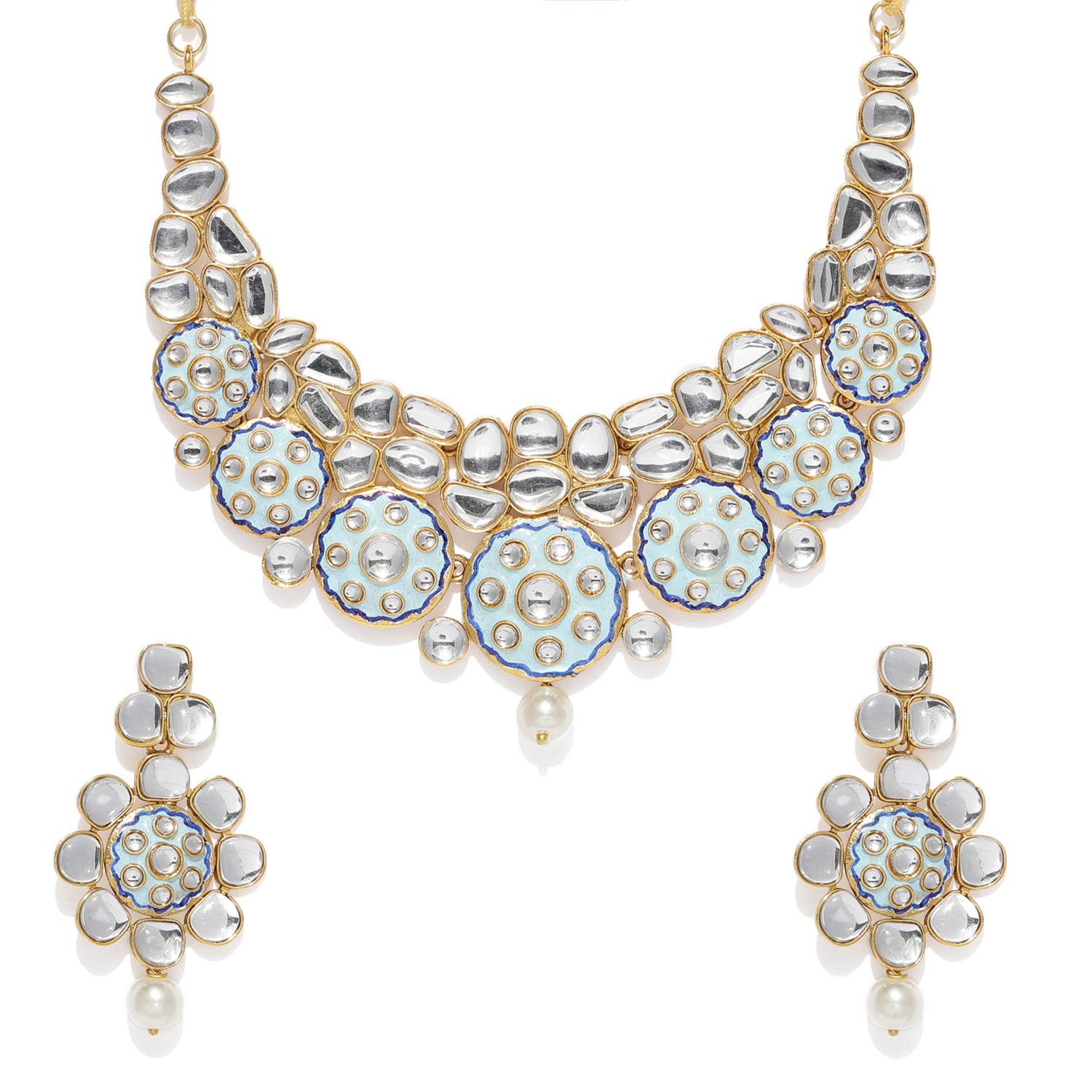 Sukkhi Amazing Gold-Plated Diamond Jewellery Set for Women (Light Blue) (N83551) (B0861QQ58P) Amazon Price History, Amazon Price Tracker
