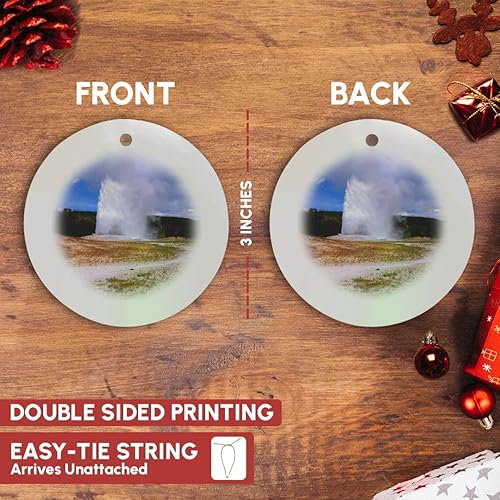 Vista 10 de Sandy Mertens Old Faithful Geyser Yellowstone National Park Adorno de porcelana de copo de nieve, 3 pulgadas