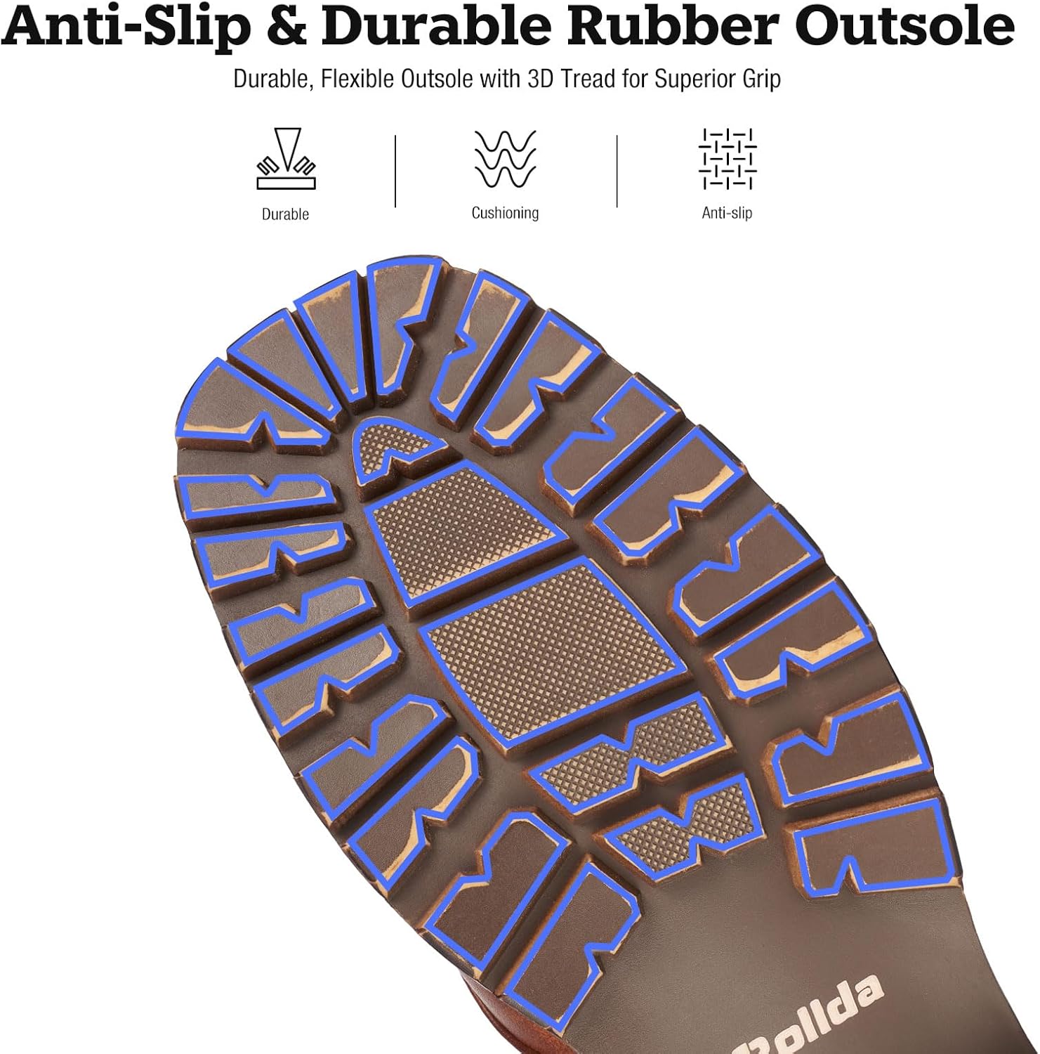 Rollda Cowboy Boots for Men Western Boots Men's Square Toe Chunky Heel Mid-Calf Boots Classic Embroidered Pull On Boots - Image 6